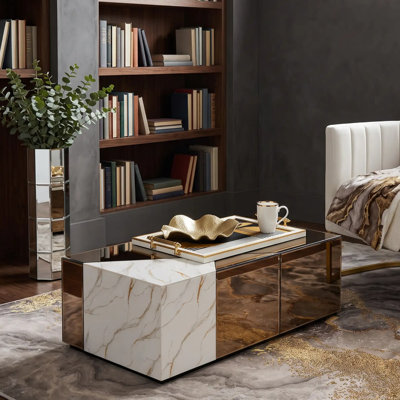 Benley 39.4''L Modern Glass Rectangle Coffee Table
