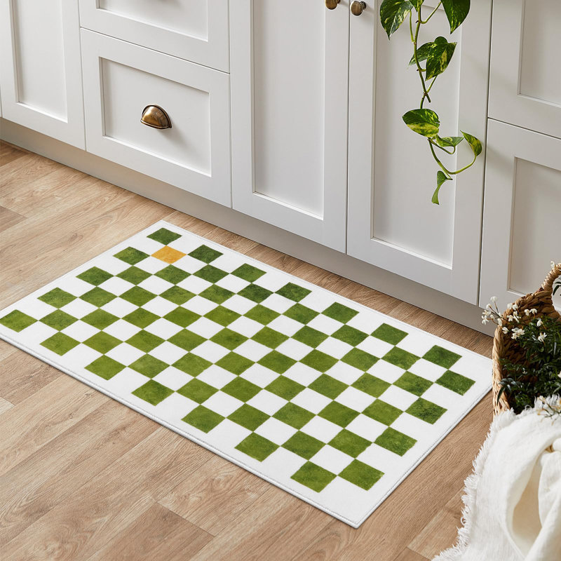  Tapis à carreaux en peluche - Accent géométrique moderne avec envers antidérapant, Rectangulaire 2 pi x 6 pi