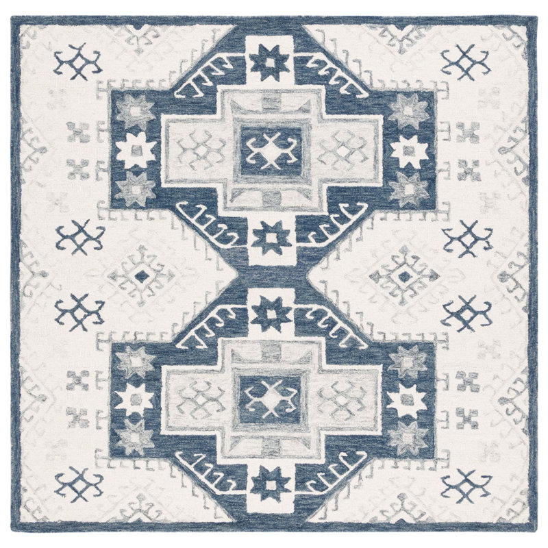 Metro Hand Tufted Wool And Cotton With Latex Moroccan Rug, Square 6'