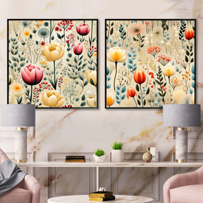 Jardins - Ensemble de 2 collages carrés floraux et botaniques