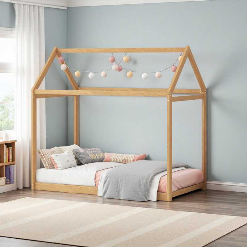 Lit simple en bois