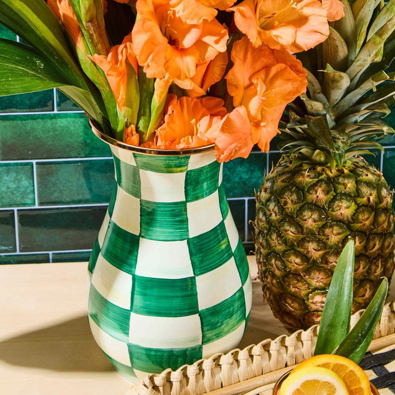 Emerald Check Tall Vase
