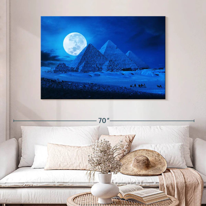 Pleine lune Adella au-dessus des pyramides, H 32 po x l 48 po