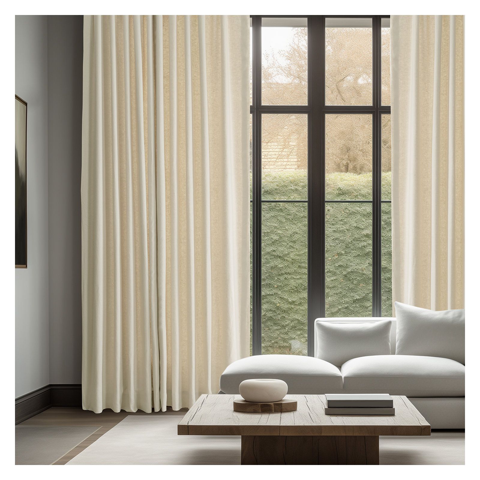 Briella French Linen Room Darkening Curtain, Ancient Ivory, 50" W x 84" L