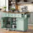 Kitchen Island With Drop-leaf Countertop, 5 Wheels, Storage Cabinet, Open Shelves And 3 Drawers-106952072