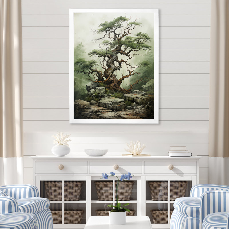 Photo de plage La Sagesse I - Décoration murale florale, H 32 po x l 16 po x P 1 po, Cadre photo blanc