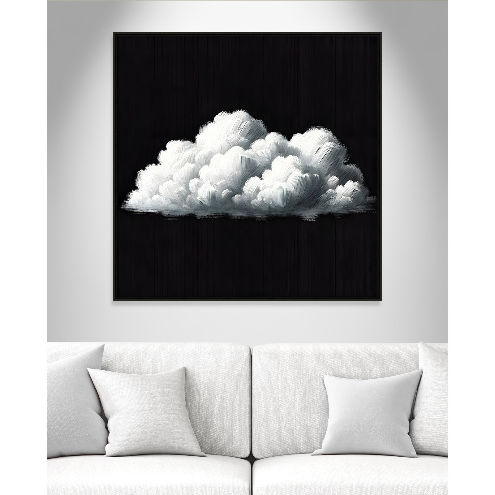 Ottavia "White Clouds" Print, 41.5" H x 41.5" W, Espresso
