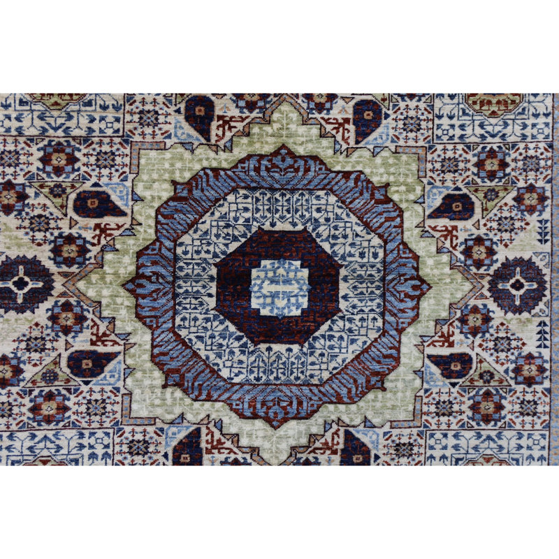 Hand Knotted Wool Area Rug in Beige