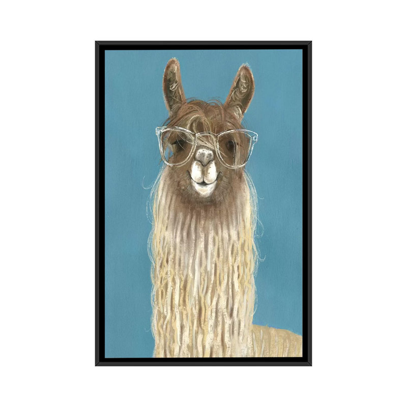 «Llama Specs IV», art sur toile, H 26 po x l 18 po x P 1,5 po, Toile avec cadre noir