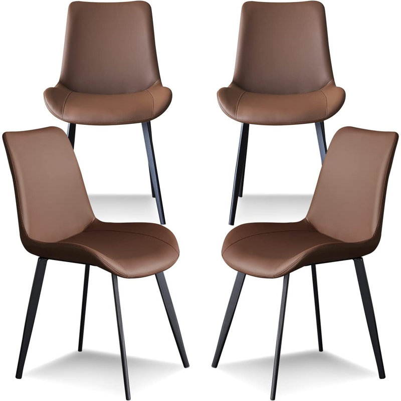 Dining Chairs Faux Leather for Kitchen Dining Room, Comfortable Mid Century Modern Chair with Metal Legs, Upholstered Side Chair for Livingroom