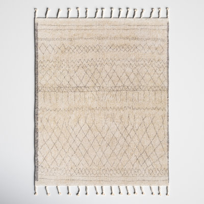 Clover Moroccan Handmade Cotton Gray/Cream Area Rug