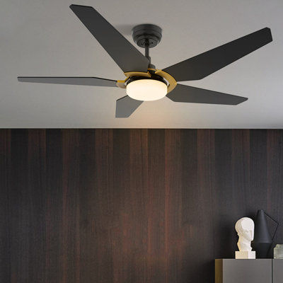 Ventilateur de plafond standard intelligent à 5 pales Alcie avec télécommande et ensemble d'éclairage inclus