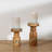 Rustic Wooden Candle Holder Set, 6" & 8" Mango Wood Pillar Holders With Hand-Painted Leaf Design For Tabletop Display 3.3 Lbs-489901891