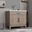 Chêne gris 36 po Meuble-lavabo de salle de bain, surface en marbre de culture et robinet - meuble-lavabo moderne de salle de bain 36 po, ajout confortable