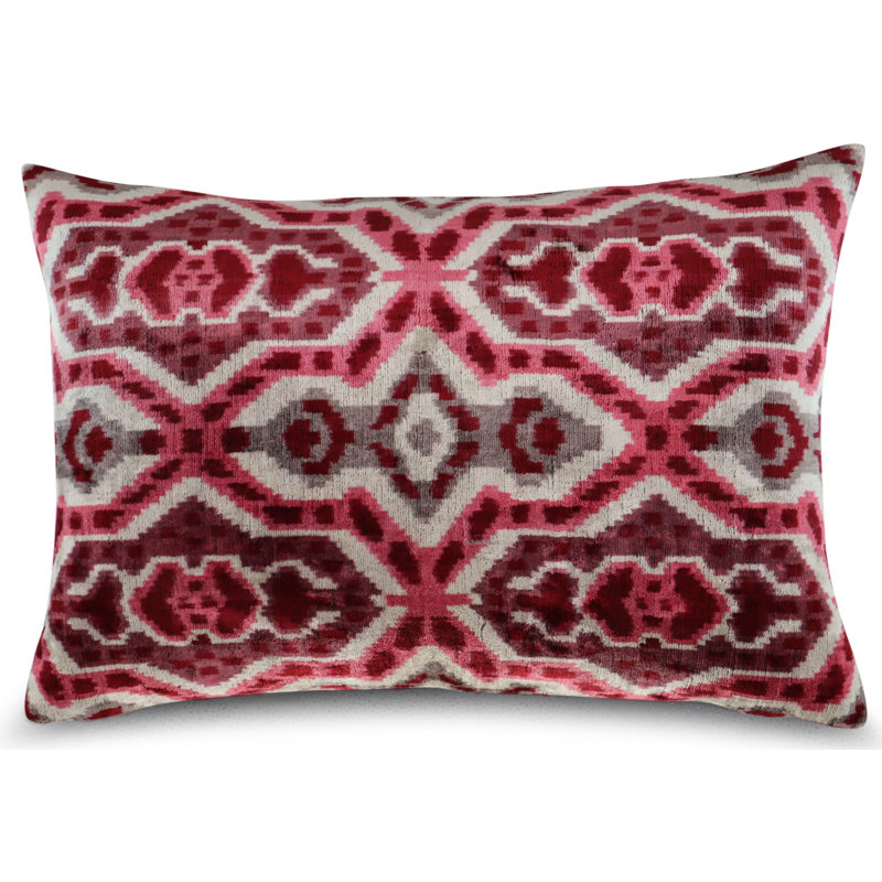 Velvet Rectangular Pillow Cover & Insert, Brown/Red Geometric 1