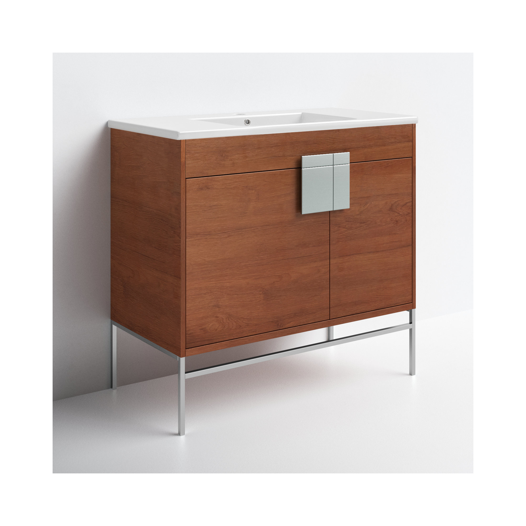 Maisie 36'' Single Bathroom Vanity, Walnut, Polished Chrome