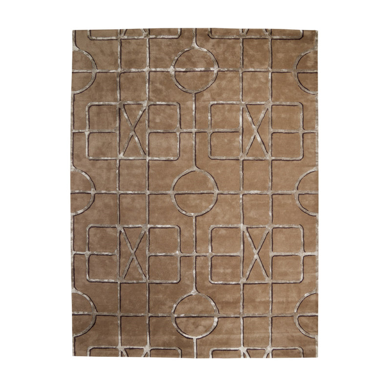 Wool Geometric Area Rug in Brown, Rectangle 11' x 14'