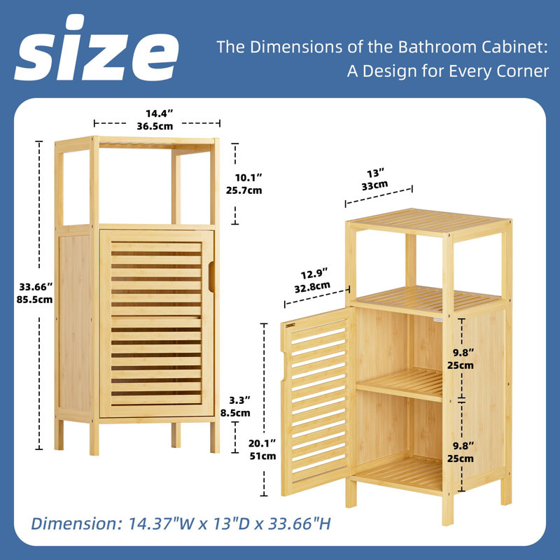 Munhall Bamboo Bathroom Cabinet, Natural / unfinished
