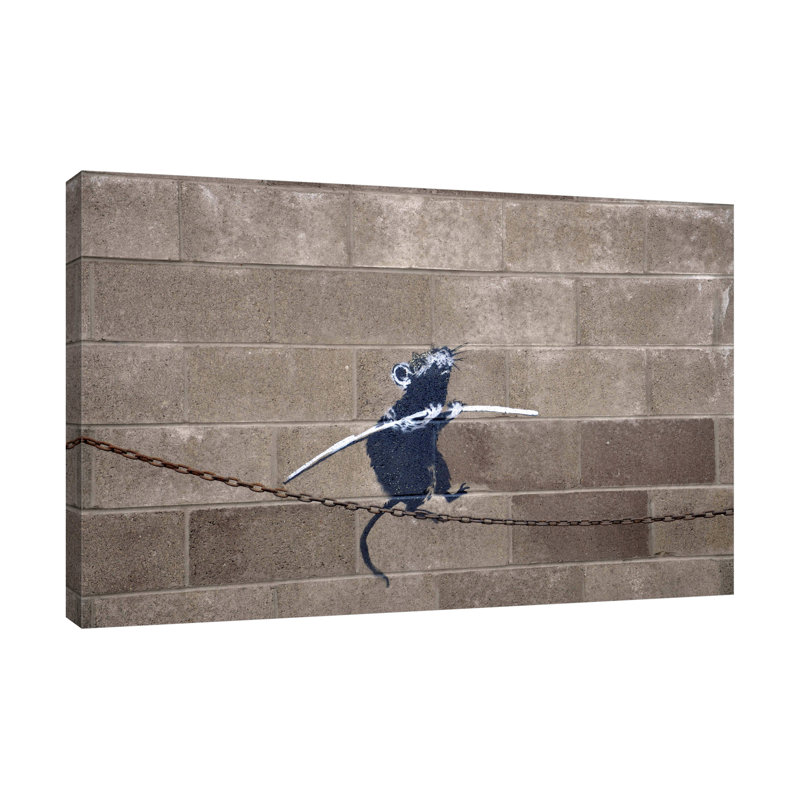 Rat On A High Wire by Banksy - Wrapped Canvas Print, 41 cm H x 61 cm W x 4 cm D