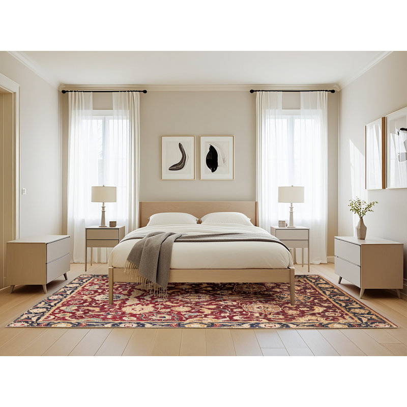 Tapis oriental rouge / beige Hamlig, Rectangle 5 pi x 8 pi