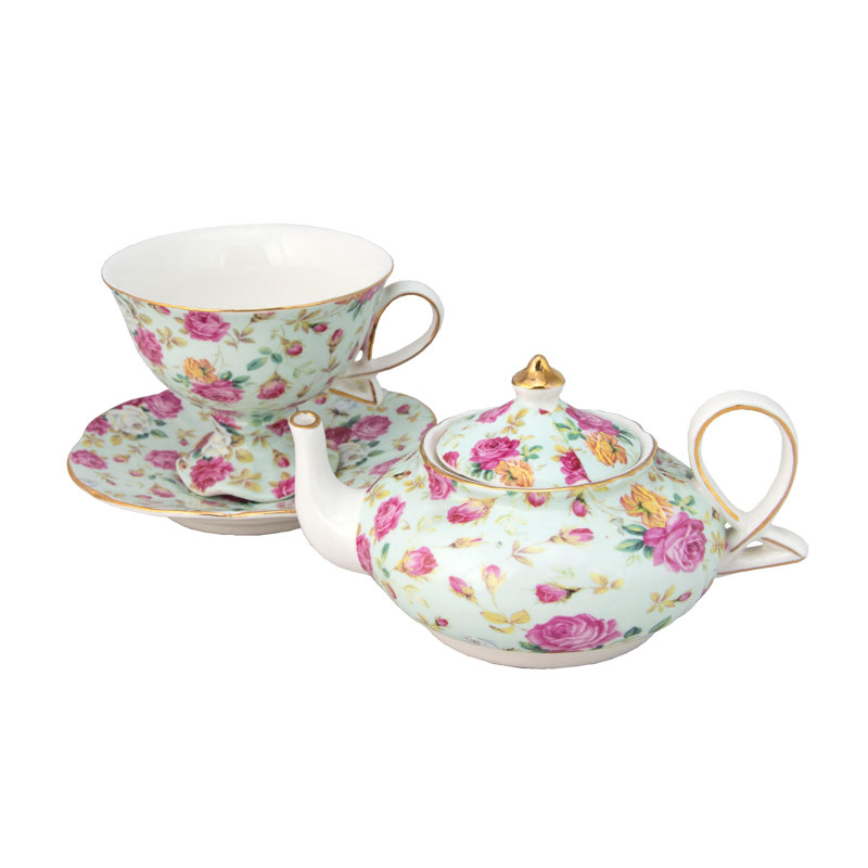 Ensemble de thé en porcelaine pour un ensemble, Vert palmier