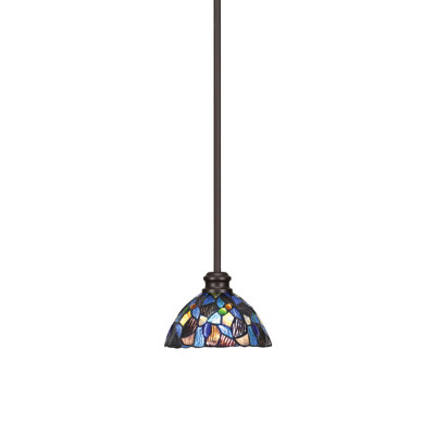 Mini-luminaire suspendu en forme de tige avec verre bleu 7 "Edge
