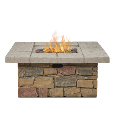 SEDONA 38" Square Concrete Propane or Natural Gas Fire Pit Table by Real Flame