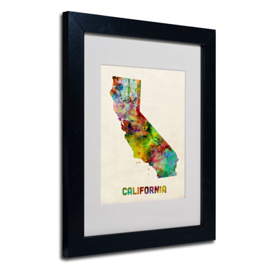 "California Map" par Michael Thompsett, "Pakin", impression encadrée