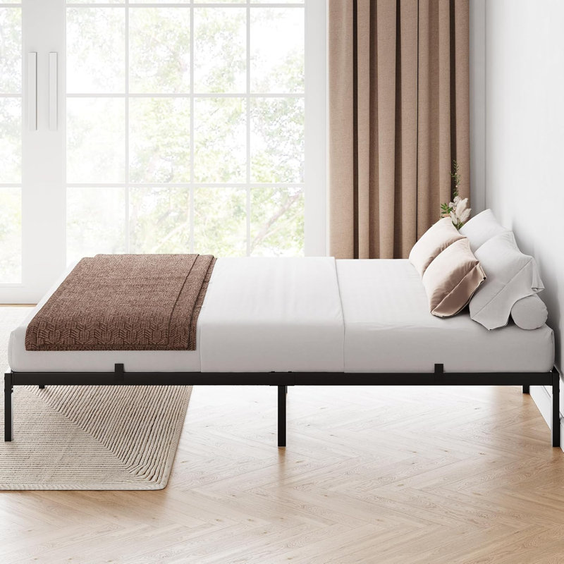 Structure de lit plateforme en métal robuste de 6 pouces, design minimaliste, Grand lit, 6"