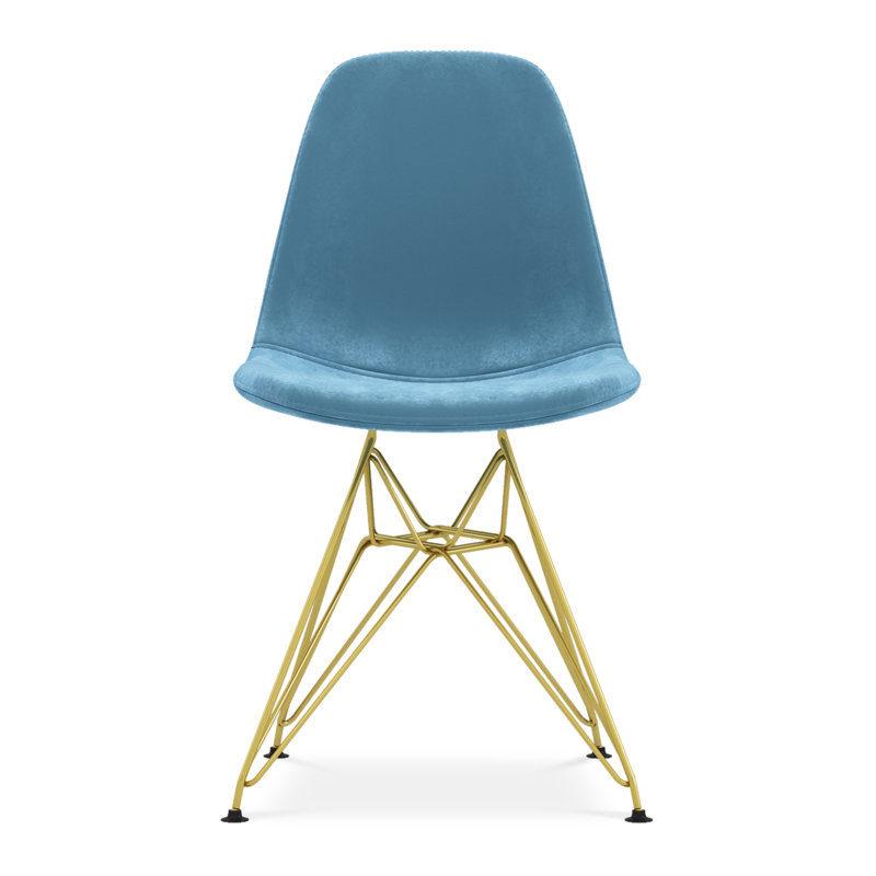 Chaise de salle à manger Tower, velours, Bleu