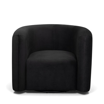 Curves Black Velvet Swivel Accent Chair