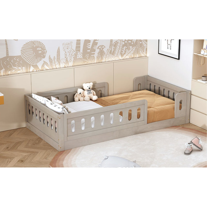 Lit plateforme simple en bois avec garde-corps durable et durable
