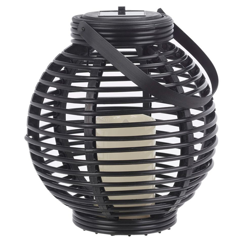 Warm White LED Solar Lantern Hanging Round/Cylindrical with Handle Garden Decor