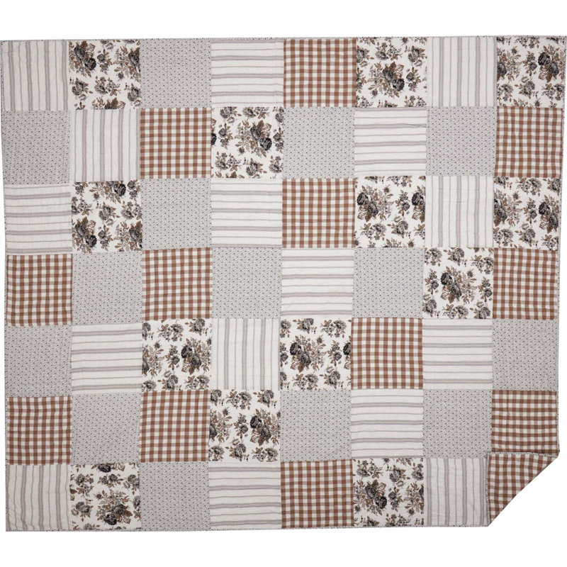 Annie Floral Standard Reversible Single Piece Quilt, Portabella, Twin Quilt