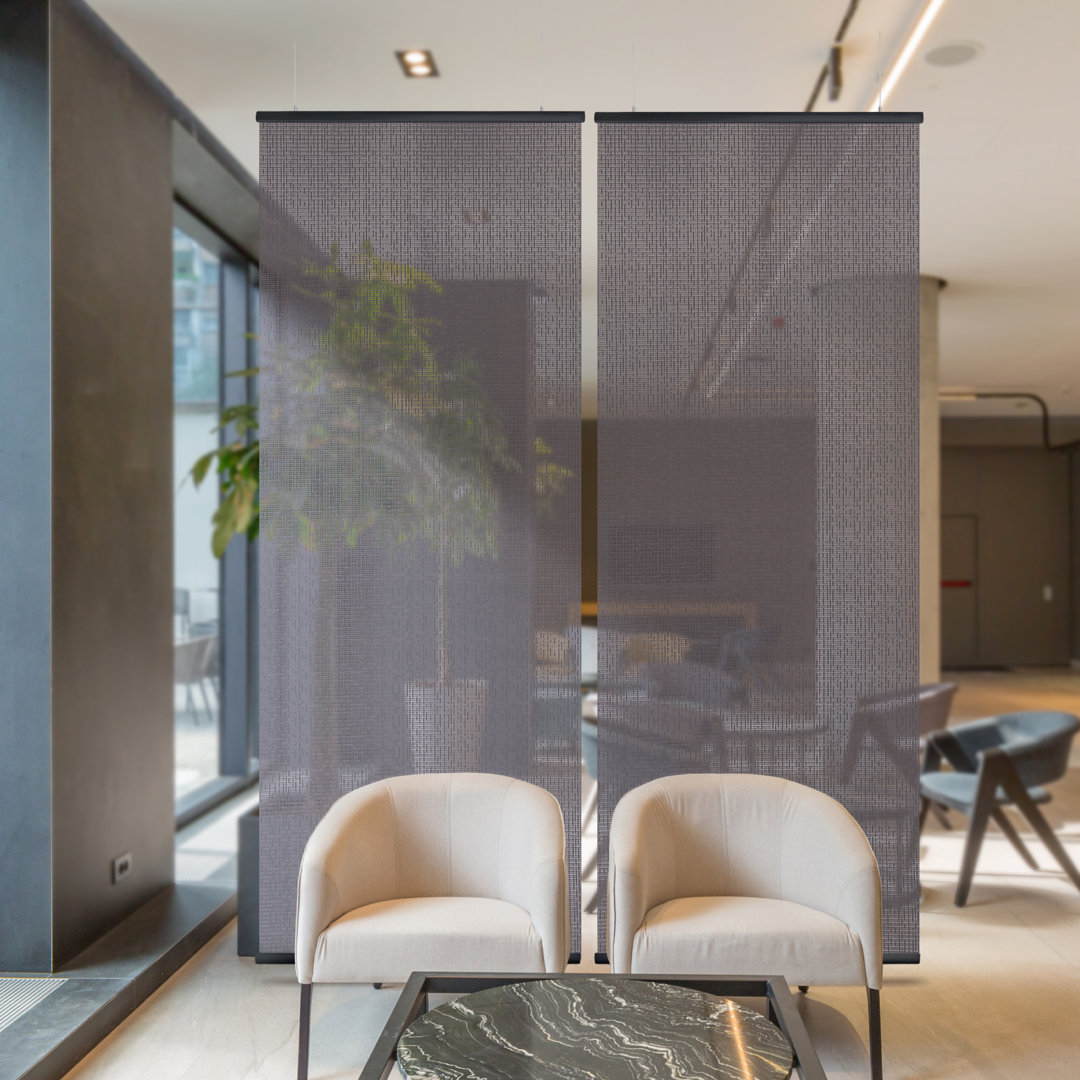 Fruge 36''W x 96''H, 2-Panel Hanging Room Divider, Sheer Semi Privacy Screen, Cuttable Length, Ceiling Suspended, Fire Retardant Symple Stuff 