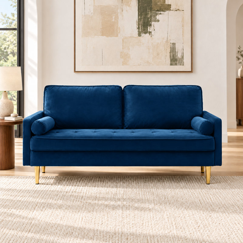 Moniet 66.9 " Velvet Loveseat, Blue