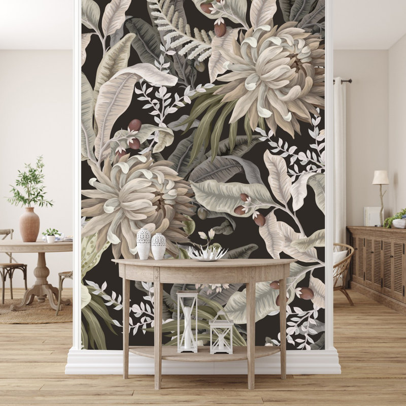 Antigua Peel & Stick Floral Tile, 124.8" L x 100" W
