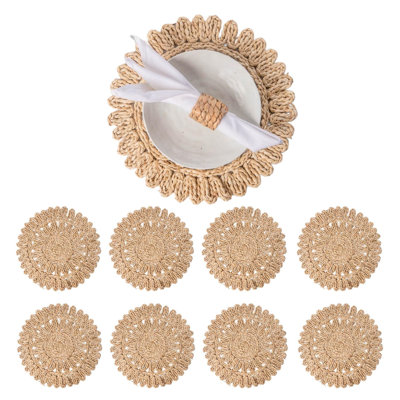 Ensemble de 13 napperons ronds en croûte de maïs 13,8 po | Tapis de table en rotin tissé Boho | Chargeurs à assiettes à ressorts fermiers comme la jacinthe d'eau, ruppie maritime pour la fête, événements