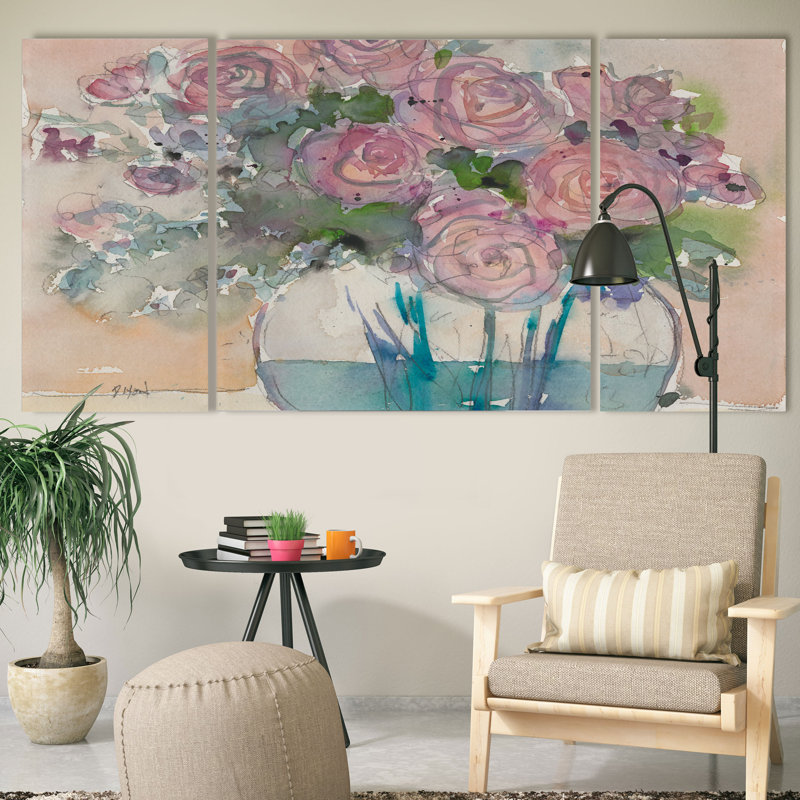 « quelque chose floral vi », reproduction d’image multi-pièces sur toile, H 32 po x l 64 po x P 1,5 po
