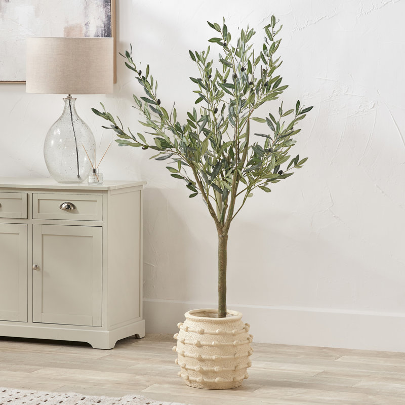 Bobble Fibrestone  Decorative Planter, 29cm H x 32cm W x 32cm D, Cream