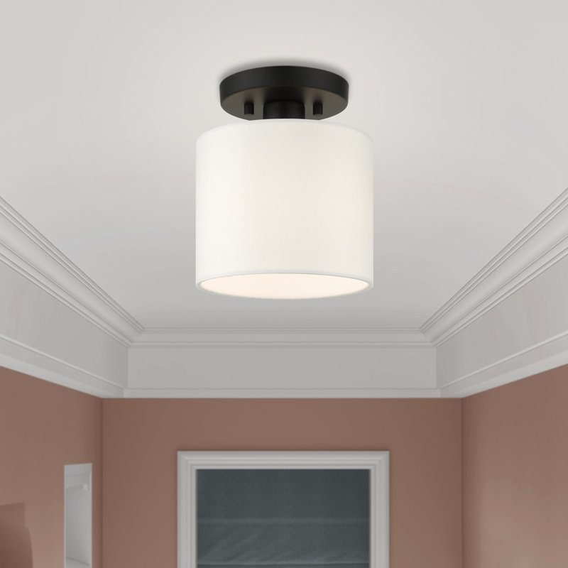 Plafonnier semi-encastré 1 lumière Carita, H 8,5 po x l 7 po x P 7 po, Noir
