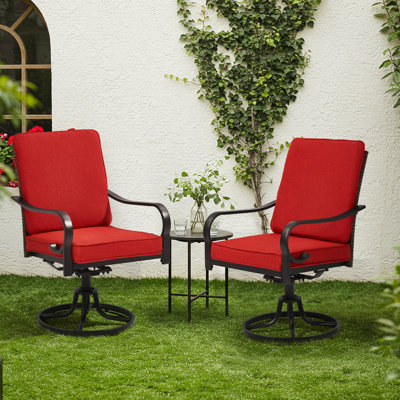 Ensemble de chaises de patio pivotantes, ensemble de 2 chaises de salle à manger d'extérieur robustes avec dossier