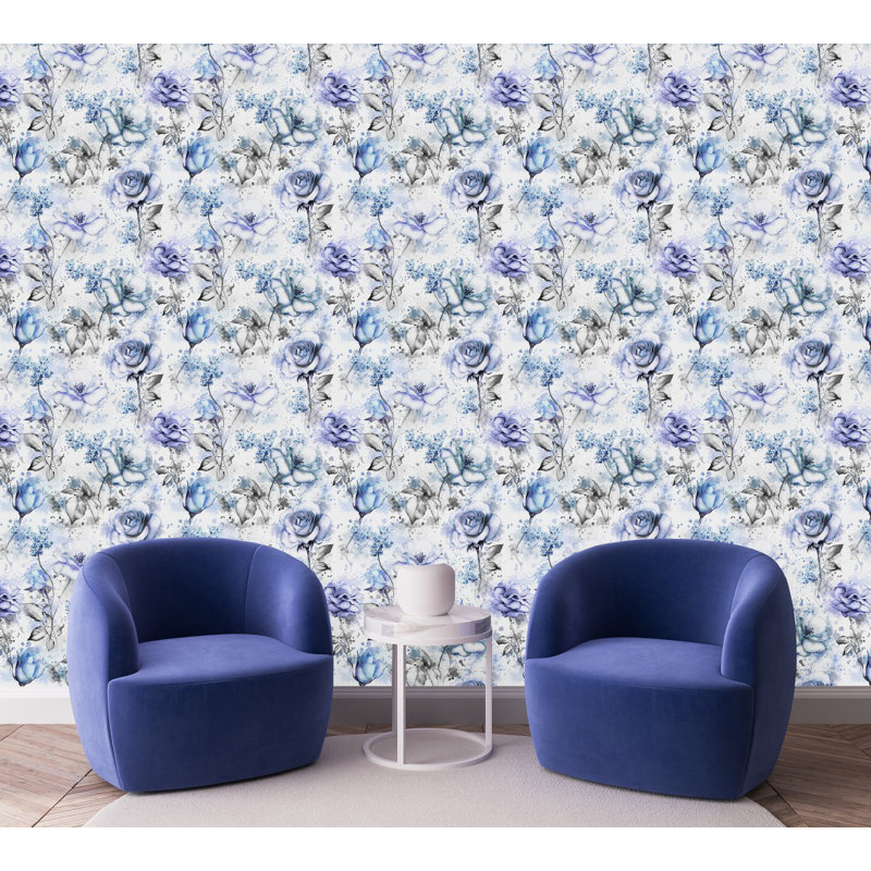 Peel & Stick Floral Tile, 2.08' W x 10.42' L
