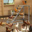 Perchoir à poulet avec échelle en bois, perchoirs en métal pour poulailler, poulailler facile à nettoyer pour les poulets de basse-cour