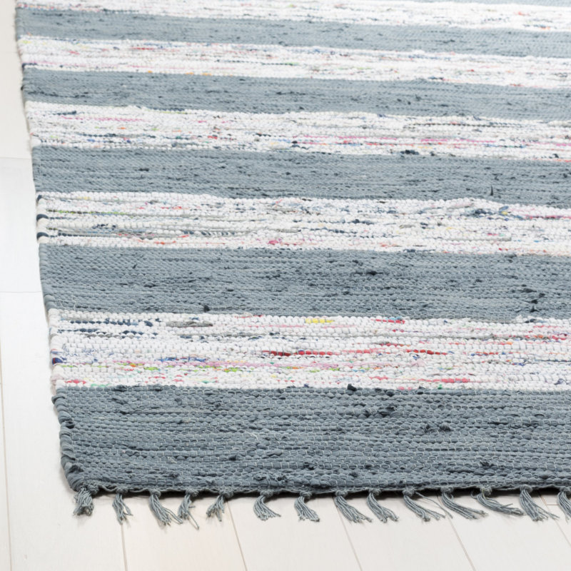 Yokum Hand Woven Cotton Striped Rug, Rectangle 5' x 7'