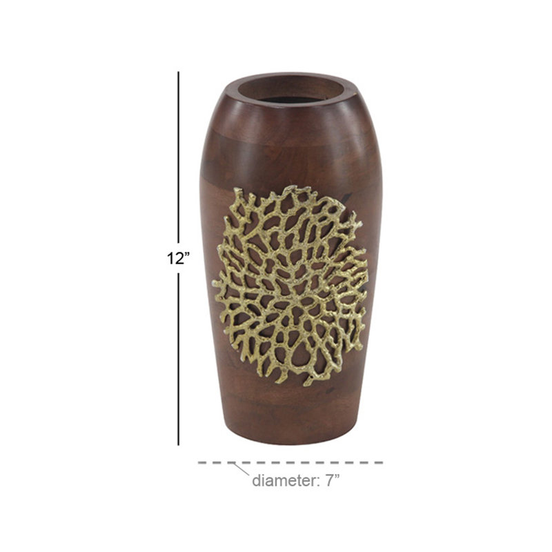 Vase de table décorative en bois côtier Petit Couli, H 12 po x l 7 po x P 7 po