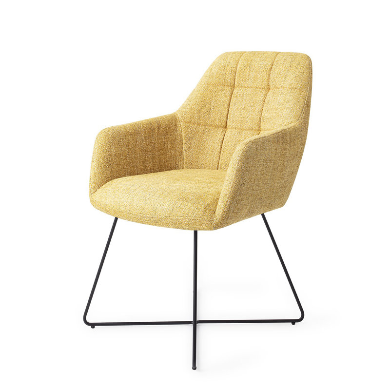 Zaina 48cm H Polyester Upholstered Metal Side Chair in Yellow