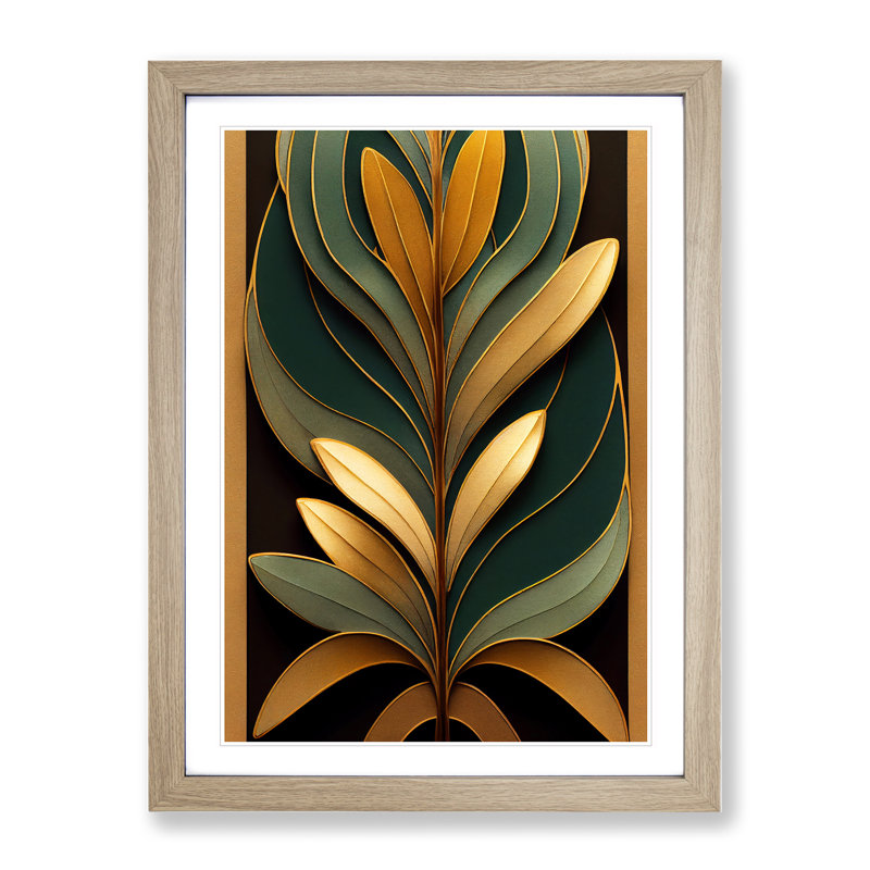 Leaves No.3 - Wall Art, 34cm H x 25cm W x 2cm D, Oak Framed