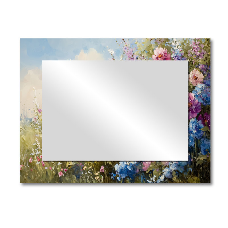 Country Side Bloom Of Peonies And Wildflowers I - Floral Wall Mirror Art - Printed On Metal, 30" x 40"