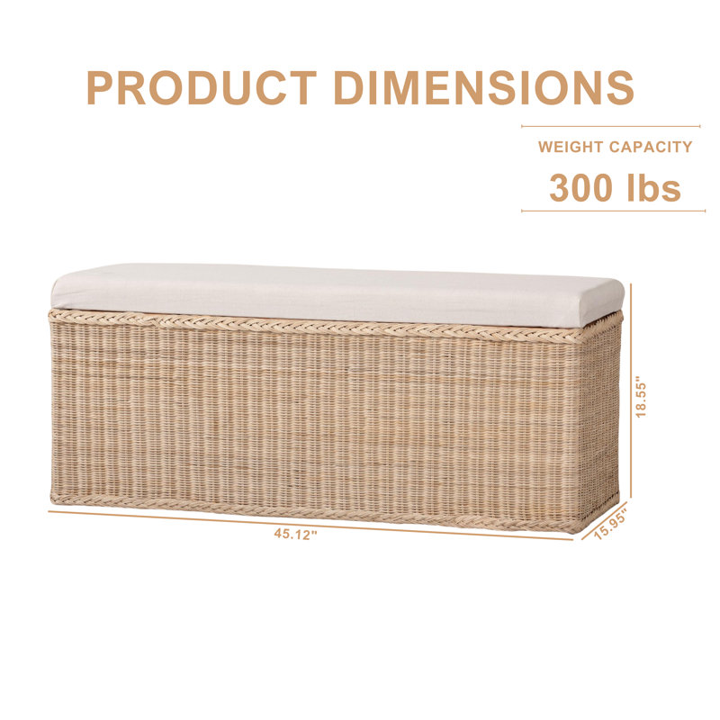Banc de rangement en rotin tressé Adella